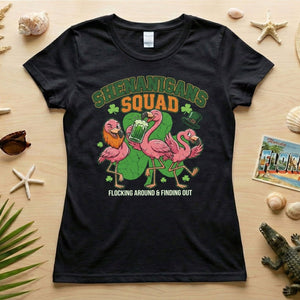 Shenanigans Squad Flamingo Shirt – Funny St Patrick’s Day Flocking Around & Finding Out Tee, Irish Drinking Party Shirt - FlamingoAholic