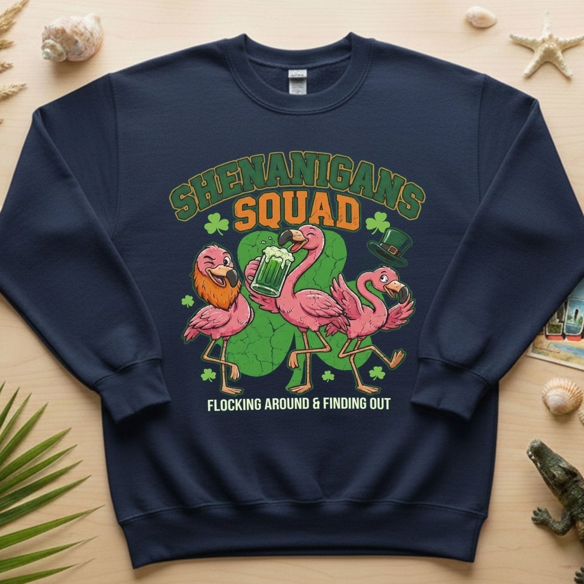 Shenanigans Squad Flamingo Shirt – Funny St Patrick’s Day Flocking Around & Finding Out Tee, Irish Drinking Party Shirt - FlamingoAholic