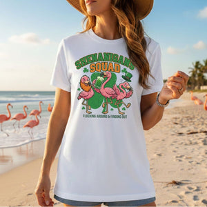 Shenanigans Squad Flamingo Shirt – Funny St Patrick’s Day Flocking Around & Finding Out Tee, Irish Drinking Party Shirt - FlamingoAholic