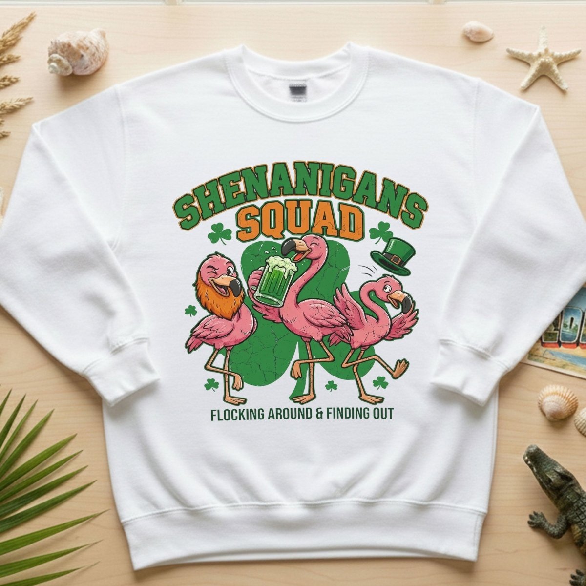 Shenanigans Squad Flamingo Shirt – Funny St Patrick’s Day Flocking Around & Finding Out Tee, Irish Drinking Party Shirt - FlamingoAholic