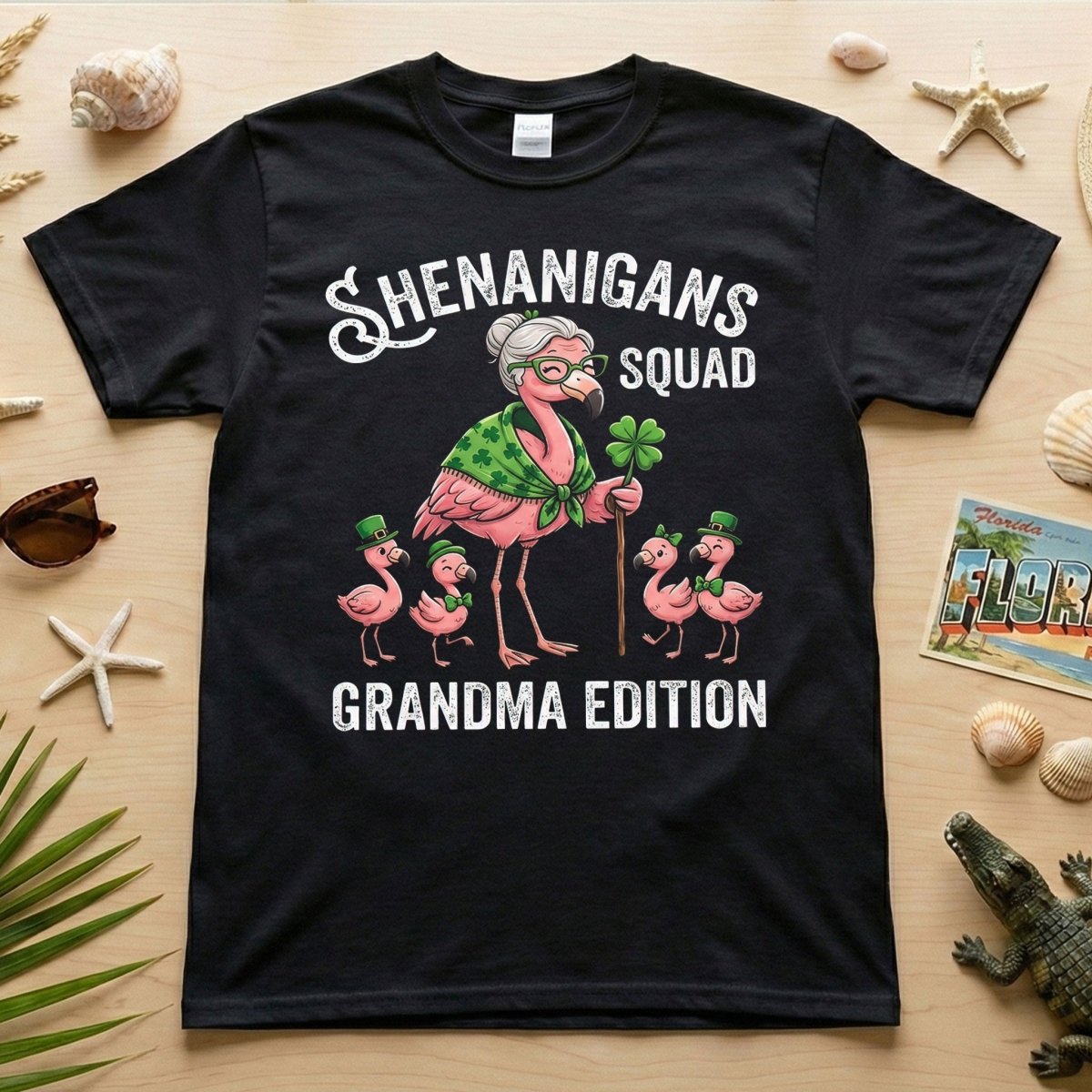 Shenanigans Squad Grandma Edition St. Patrick's Day Flamingo Shirt - Funny Irish Family Group Tee - FlamingoAholic