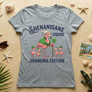 Shenanigans Squad Grandma Edition St. Patrick's Day Flamingo Shirt - Funny Irish Family Group Tee - FlamingoAholic