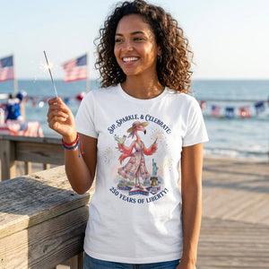 Sip, Sparkle, & Celebrate: 250 Years of Liberty Flamingo Shirt - FlamingoAholic