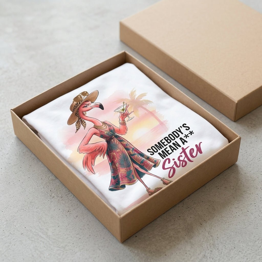 Somebody's Mean A Sister Tropical Flamingo Sassy Shirt - FlamingoAholic