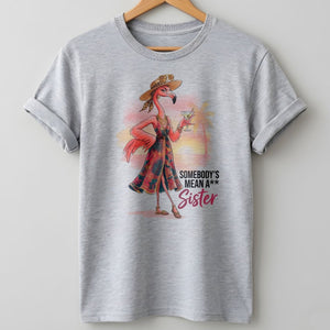 Somebody's Mean A Sister Tropical Flamingo Sassy Shirt - FlamingoAholic