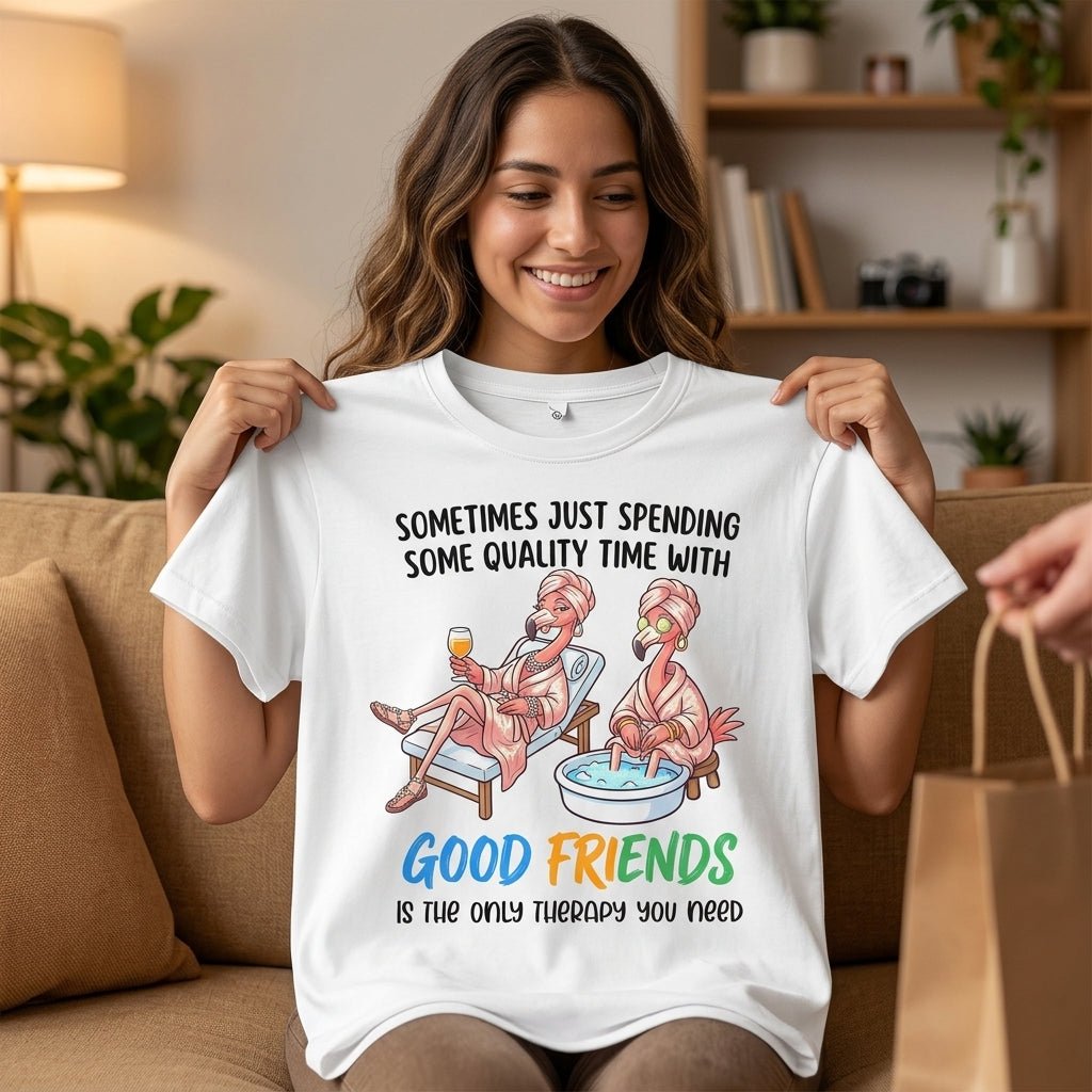 Sometimes Just Spending Some Quality Time With Good Friends Is The Only Therapy You Need Flamingo Shirt - FlamingoAholic
