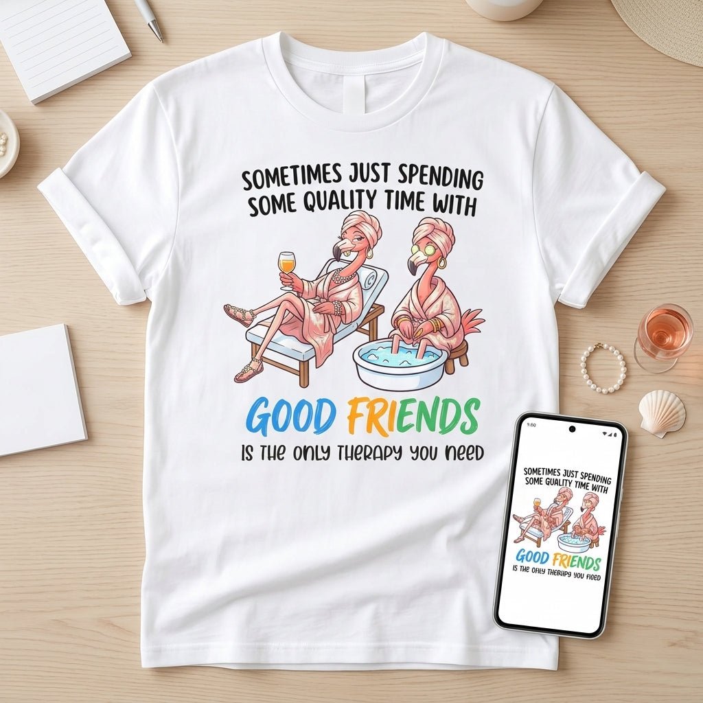 Sometimes Just Spending Some Quality Time With Good Friends Is The Only Therapy You Need Flamingo Shirt - FlamingoAholic