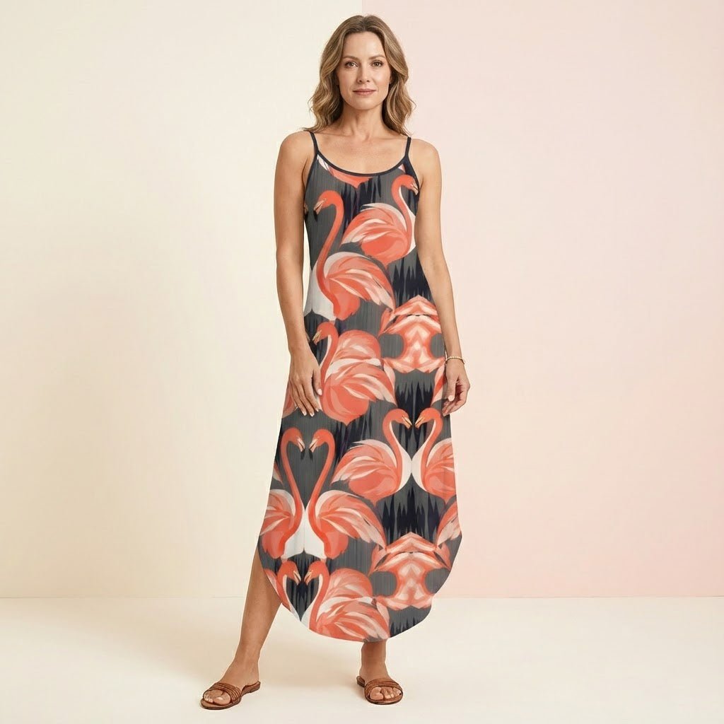 Sophisticated Tropical Flamingo Maxi Dress - Ultimate Comfort Beach & Cruise Wear - FlamingoAholic