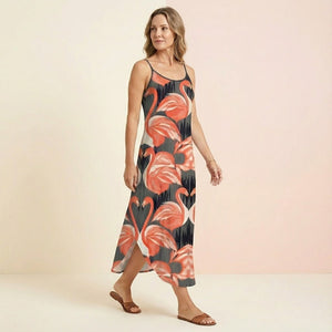 Sophisticated Tropical Flamingo Maxi Dress - Ultimate Comfort Beach & Cruise Wear - FlamingoAholic