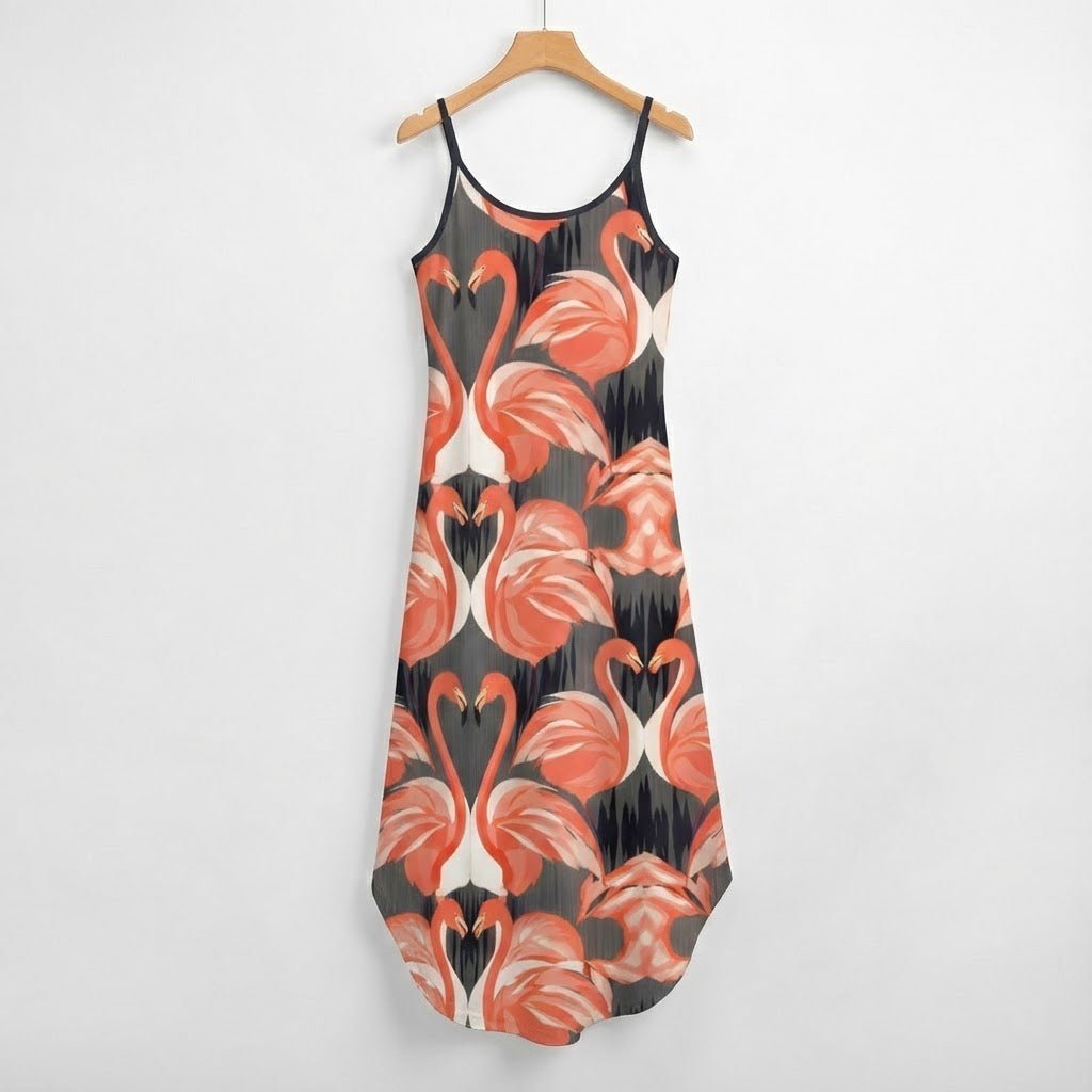 Sophisticated Tropical Flamingo Maxi Dress - Ultimate Comfort Beach & Cruise Wear - FlamingoAholic