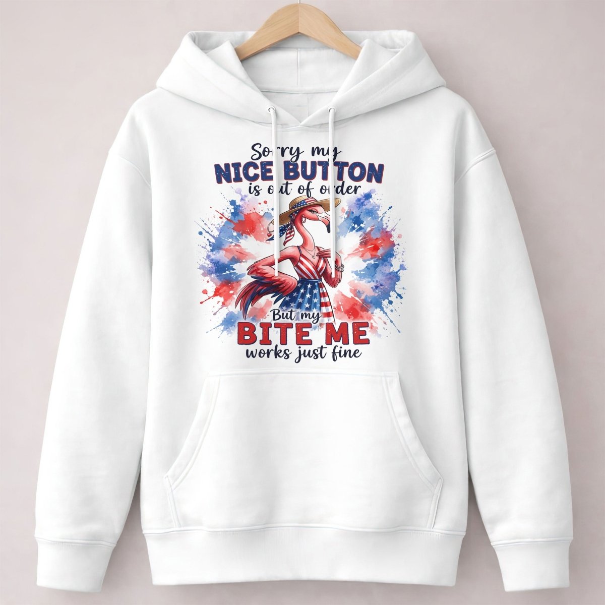 Sorry My Nice Button Out Of Order Bite Me Flamingo July 4th Shirt - FlamingoAholic