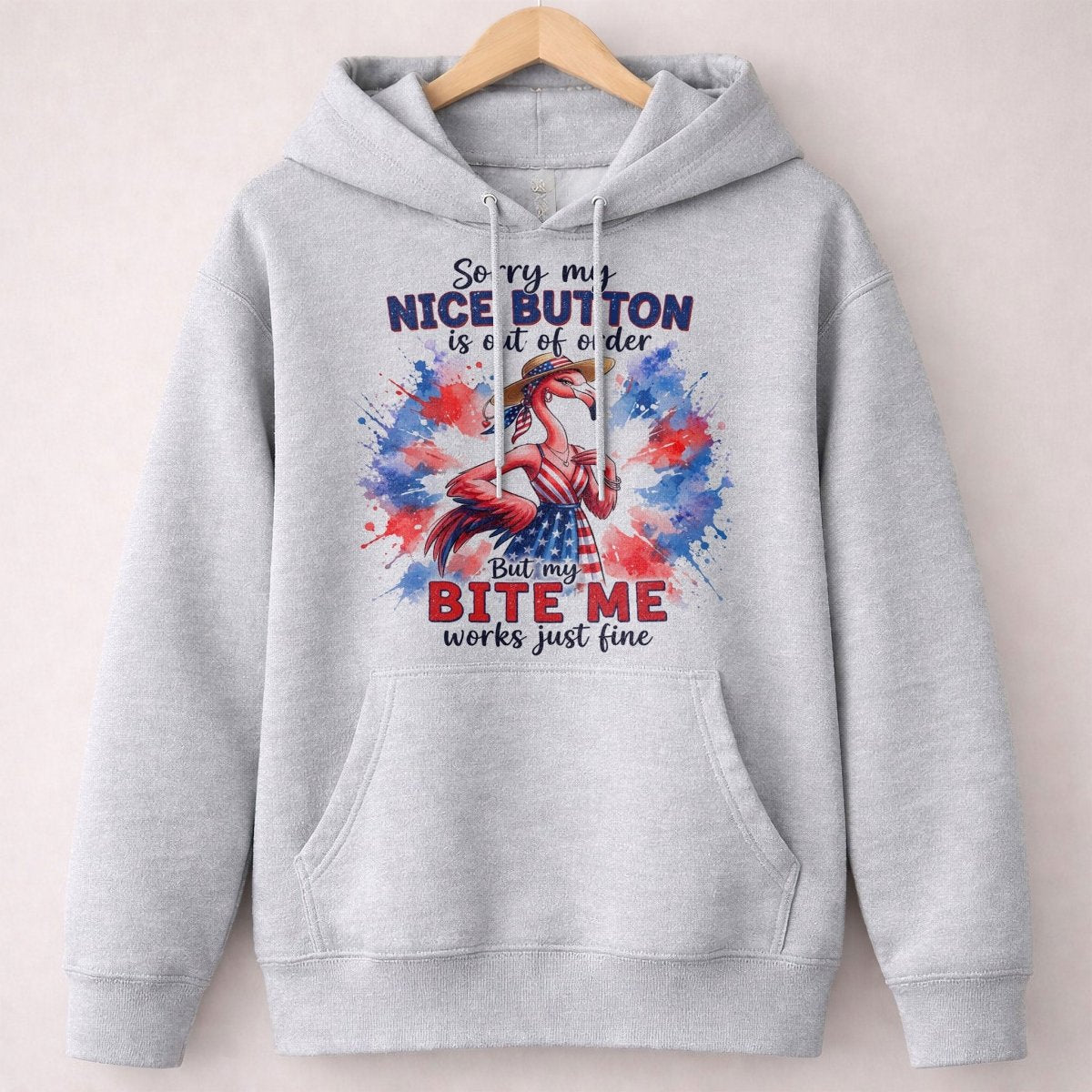 Sorry My Nice Button Out Of Order Bite Me Flamingo July 4th Shirt - FlamingoAholic