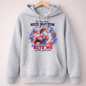 Sorry My Nice Button Out Of Order Bite Me Flamingo July 4th Shirt - FlamingoAholic