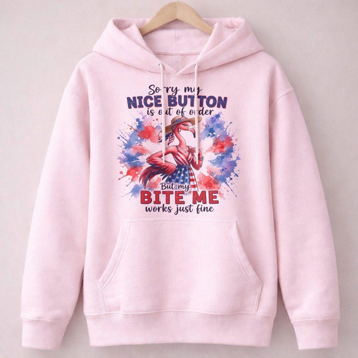Sorry My Nice Button Out Of Order Bite Me Flamingo July 4th Shirt - FlamingoAholic