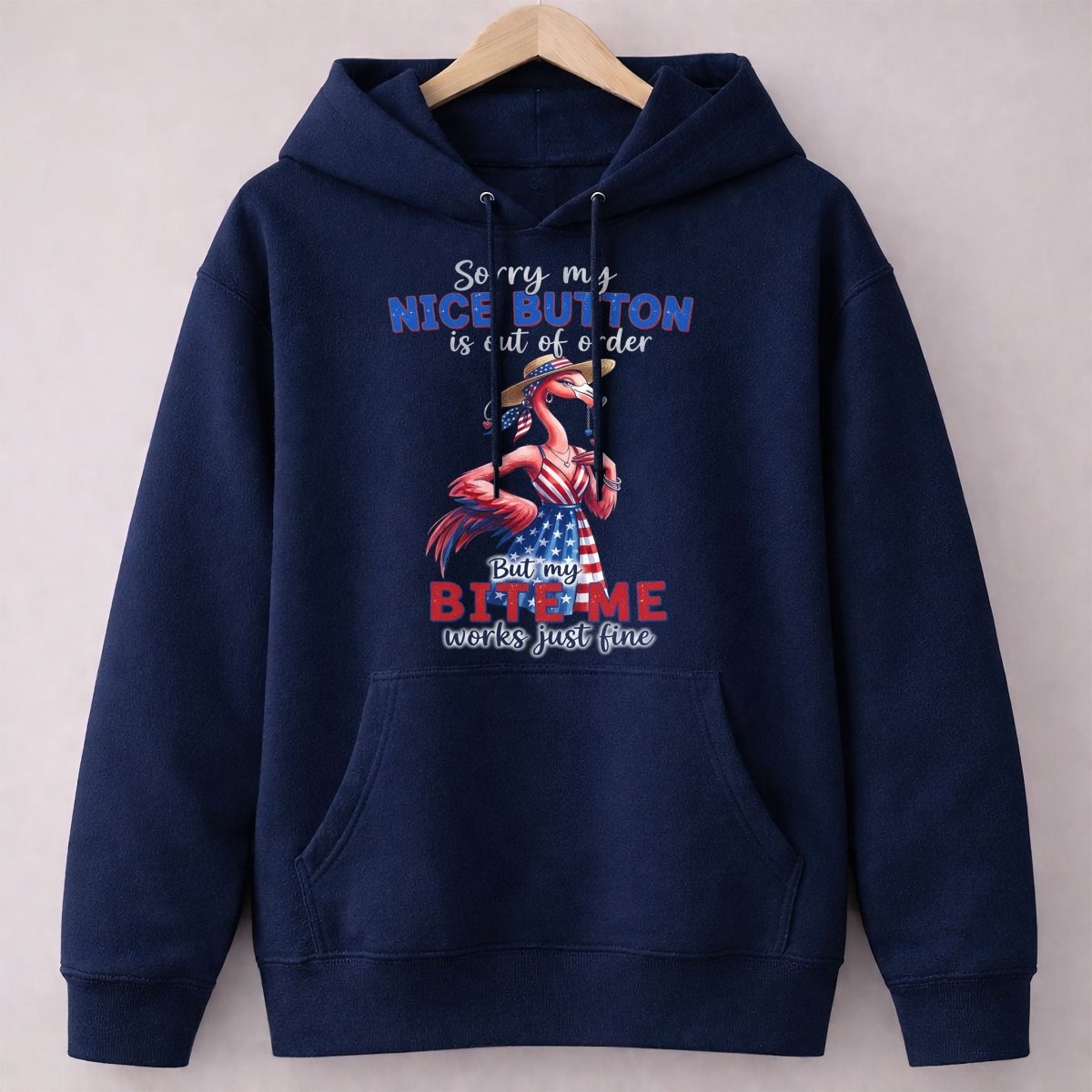 Sorry My Nice Button Out Of Order Bite Me Flamingo July 4th Shirt - FlamingoAholic