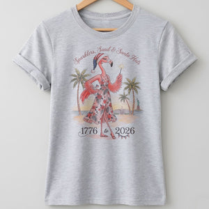 Sparklers, Sand & Santa Hats Christmas in July Flamingo Shirt - FlamingoAholic