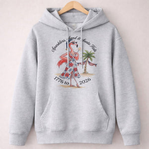 Sparklers, Sand & Santa Hats Christmas in July Flamingo Shirt - FlamingoAholic