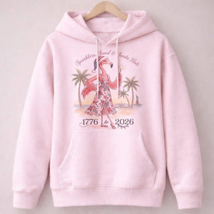Sparklers, Sand & Santa Hats Christmas in July Flamingo Shirt - FlamingoAholic