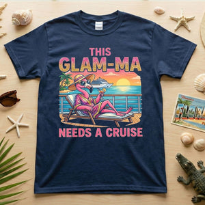 Sparkling Glam - ma Flamingo Cruise Shirt - Funny Tropical Retirement Gift - FlamingoAholic