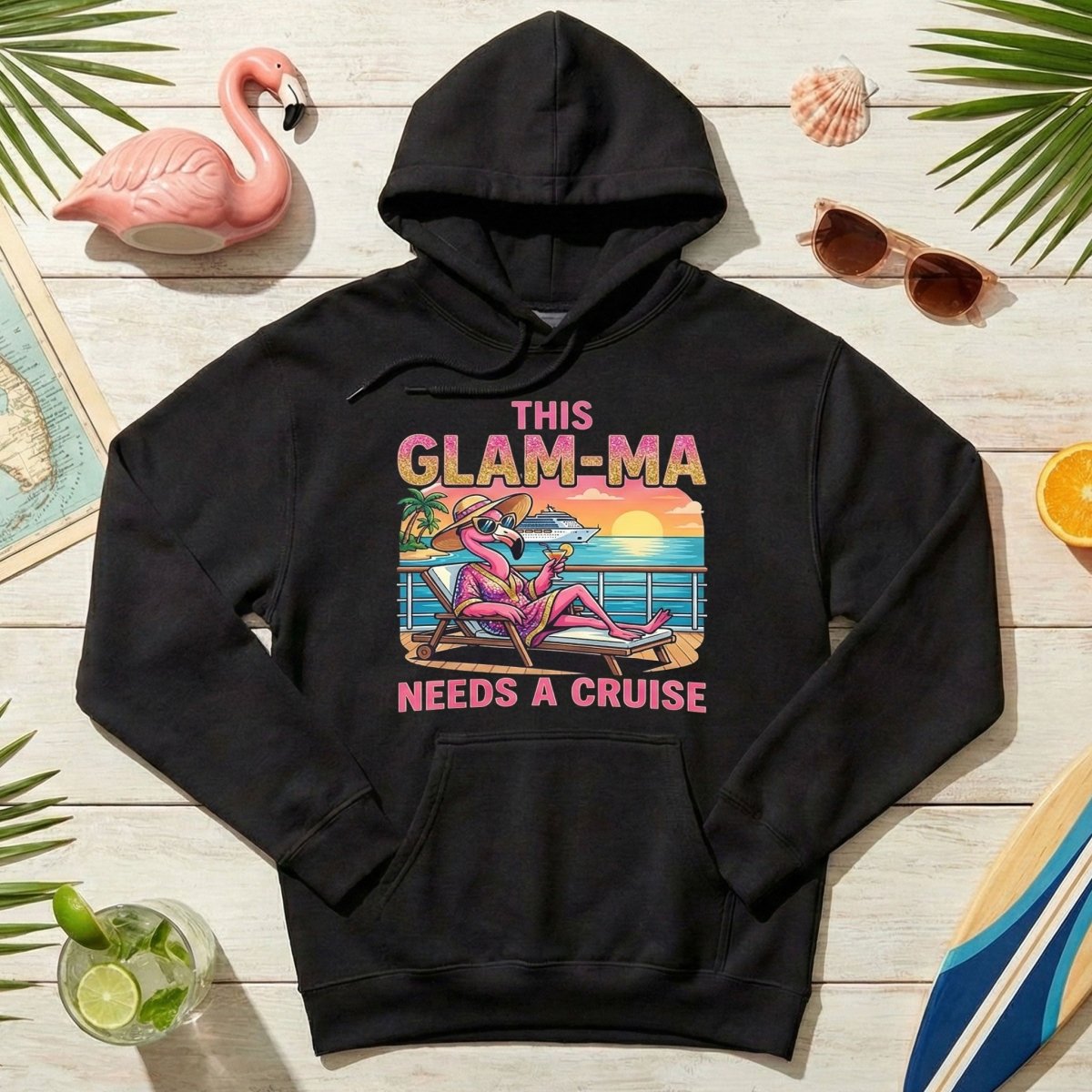 Sparkling Glam - ma Flamingo Cruise Shirt - Funny Tropical Retirement Gift - FlamingoAholic