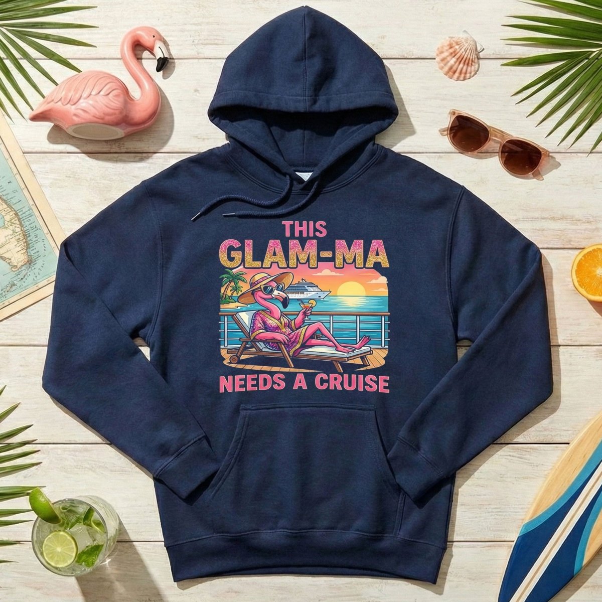Sparkling Glam - ma Flamingo Cruise Shirt - Funny Tropical Retirement Gift - FlamingoAholic