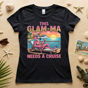 Sparkling Glam - ma Flamingo Cruise Shirt - Funny Tropical Retirement Gift - FlamingoAholic