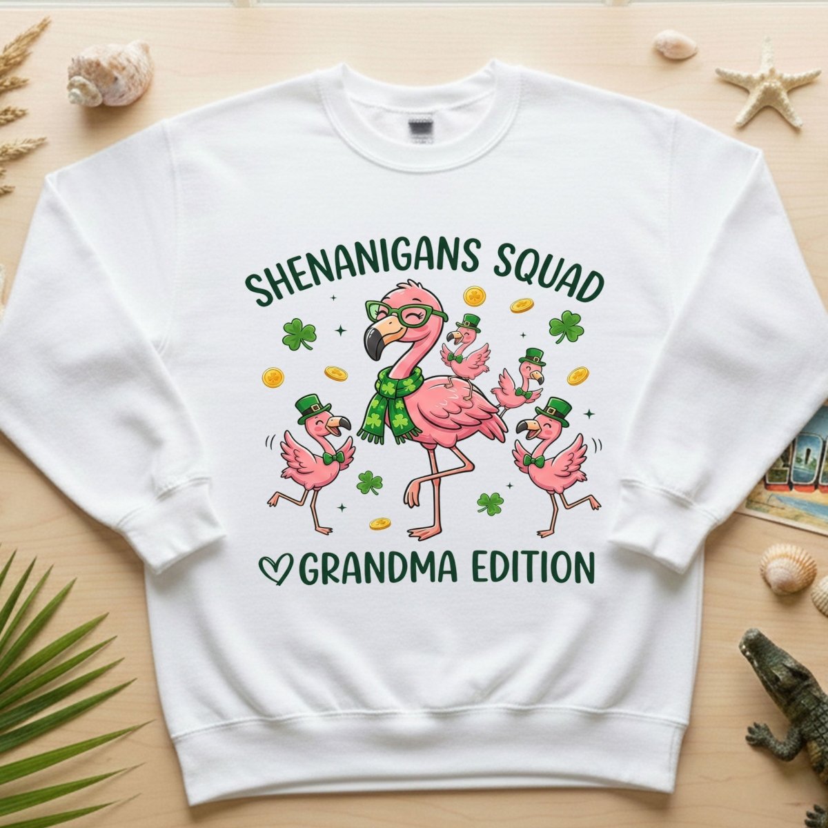 St. Patrick's Day Shenanigans Squad Flamingo Grandma T-Shirt - Lucky Irish Family Matching Gift - FlamingoAholic