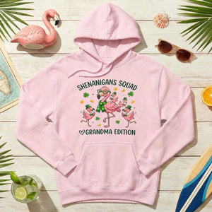 St. Patrick's Day Shenanigans Squad Flamingo Grandma T-Shirt - Lucky Irish Family Matching Gift - FlamingoAholic