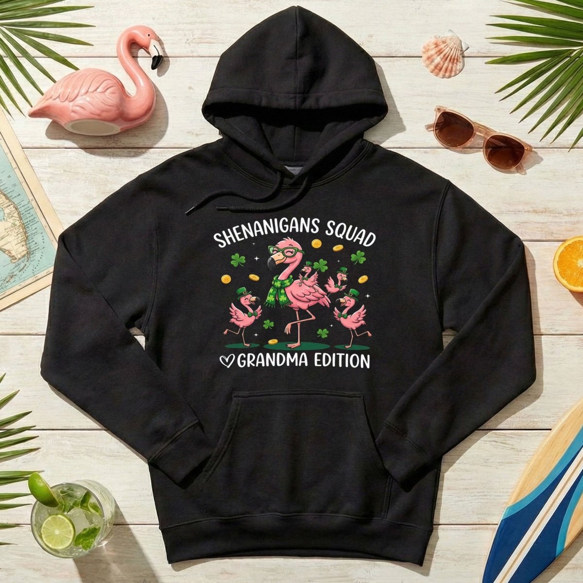 St. Patrick's Day Shenanigans Squad Flamingo Grandma T-Shirt - Lucky Irish Family Matching Gift - FlamingoAholic