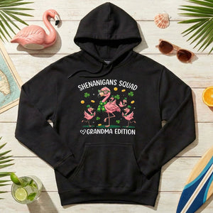 St. Patrick's Day Shenanigans Squad Flamingo Grandma T-Shirt - Lucky Irish Family Matching Gift - FlamingoAholic