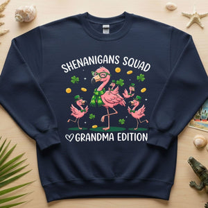 St. Patrick's Day Shenanigans Squad Flamingo Grandma T-Shirt - Lucky Irish Family Matching Gift - FlamingoAholic