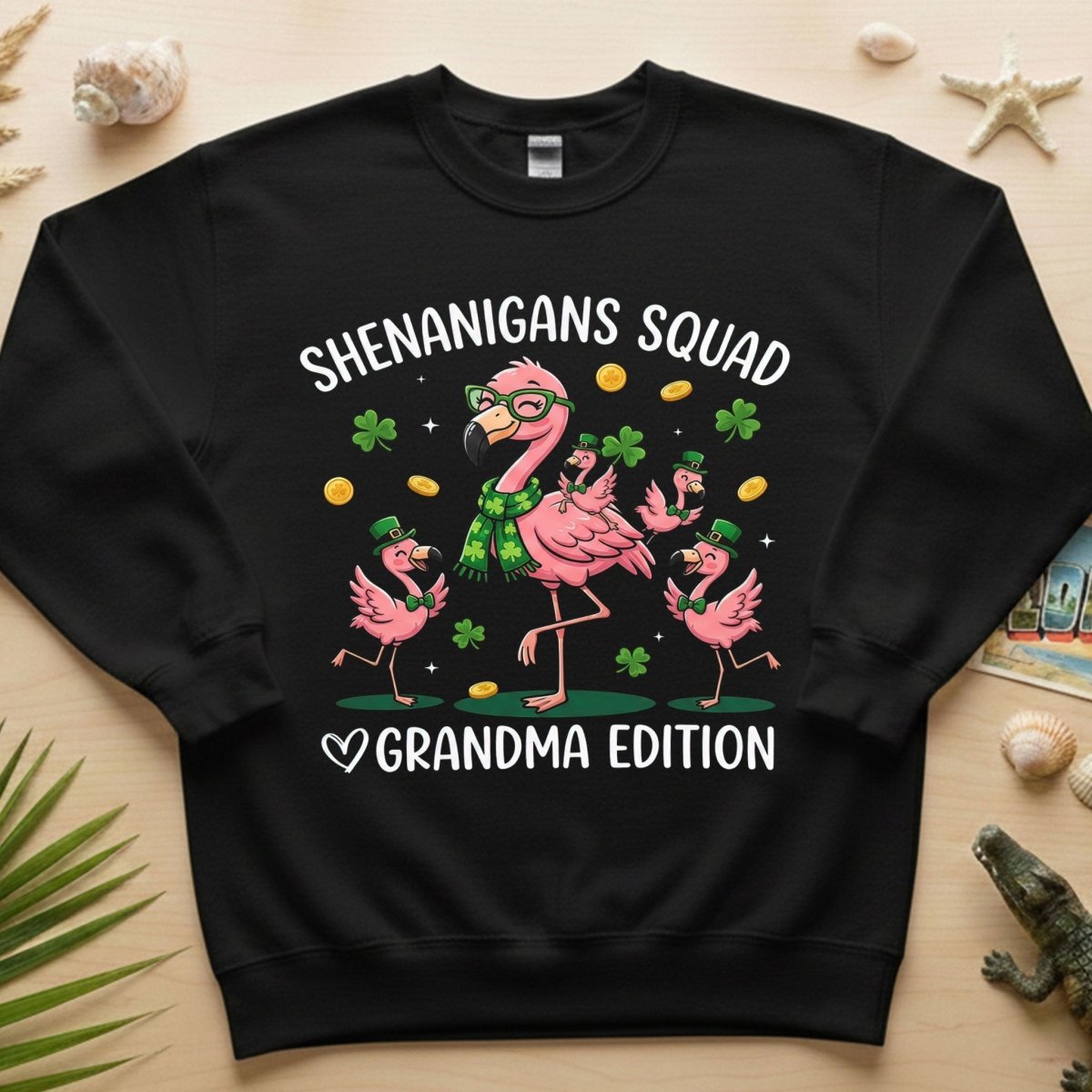 St. Patrick's Day Shenanigans Squad Flamingo Grandma T-Shirt - Lucky Irish Family Matching Gift - FlamingoAholic