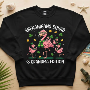 St. Patrick's Day Shenanigans Squad Flamingo Grandma T-Shirt - Lucky Irish Family Matching Gift - FlamingoAholic