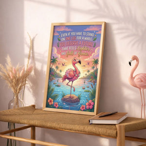 Stand with Grace – Motivational Flamingo Future Quote Poster - FlamingoAholic