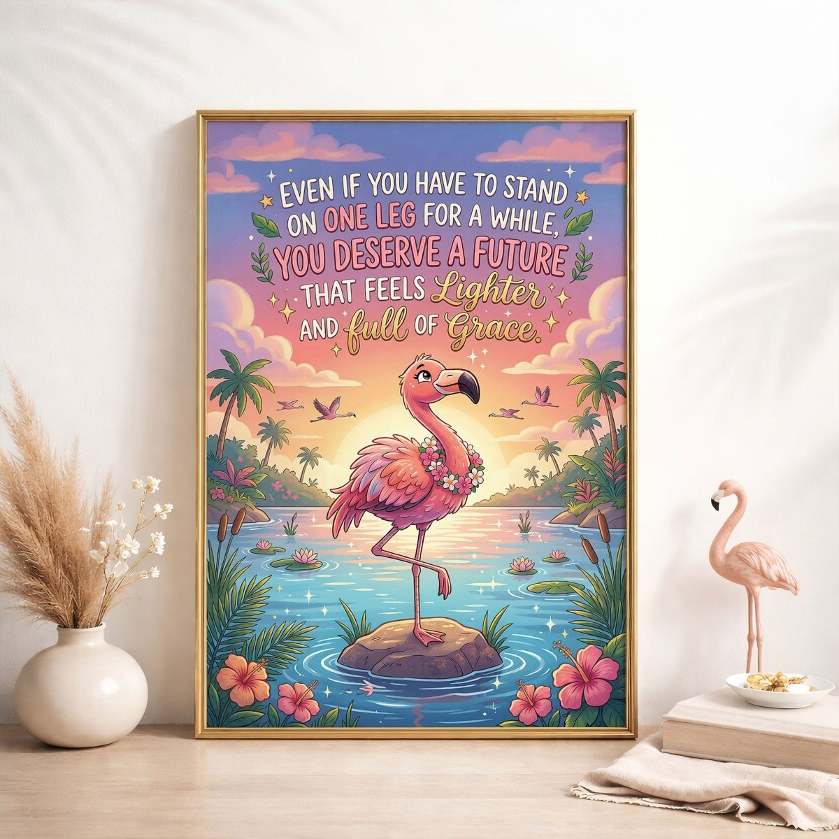 Stand with Grace – Motivational Flamingo Future Quote Poster - FlamingoAholic