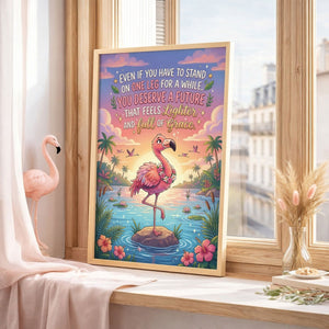 Stand with Grace – Motivational Flamingo Future Quote Poster - FlamingoAholic
