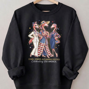 Stars, Stripes, & Flamingo Besties: Celebrating 250 America Shirt - FlamingoAholic