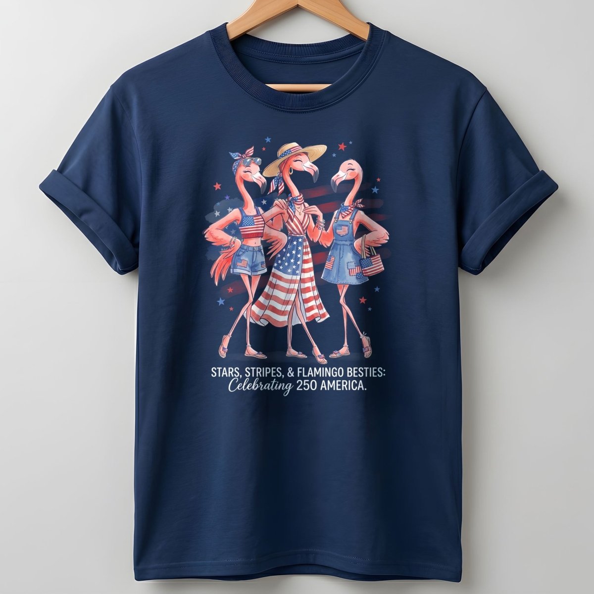 Stars, Stripes, & Flamingo Besties Celebrating 250 America Shirt - FlamingoAholic