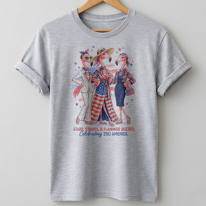 Stars, Stripes, & Flamingo Besties: Celebrating 250 America Shirt - FlamingoAholic