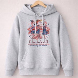 Stars, Stripes, & Flamingo Besties Celebrating 250 America Shirt - FlamingoAholic