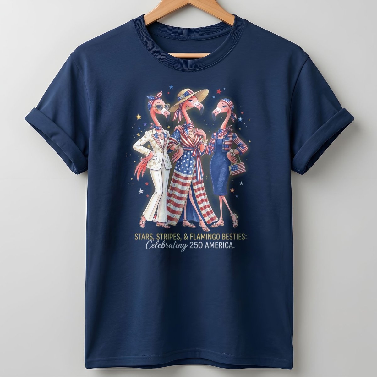Stars, Stripes, & Flamingo Besties: Celebrating 250 America Shirt - FlamingoAholic
