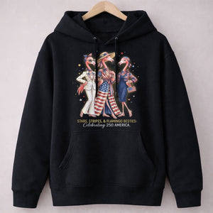 Stars, Stripes, & Flamingo Besties: Celebrating 250 America Shirt - FlamingoAholic