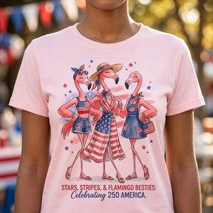 Stars, Stripes, & Flamingo Besties Celebrating 250 America Shirt - FlamingoAholic