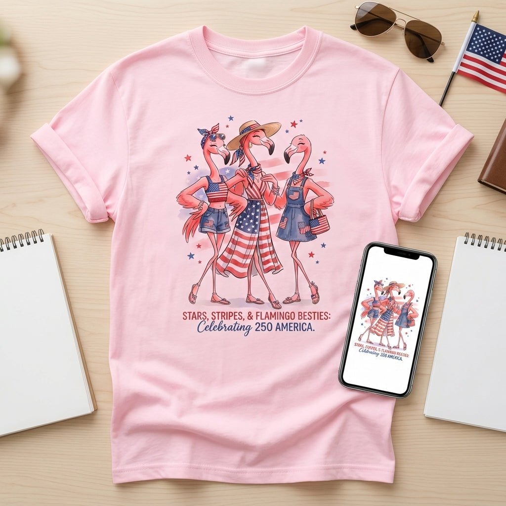 Stars, Stripes, & Flamingo Besties Celebrating 250 America Shirt - FlamingoAholic