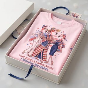Stars, Stripes, & Flamingo Besties: Celebrating 250 America Shirt - FlamingoAholic