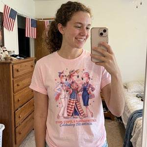 Stars, Stripes, & Flamingo Besties: Celebrating 250 America Shirt - FlamingoAholic