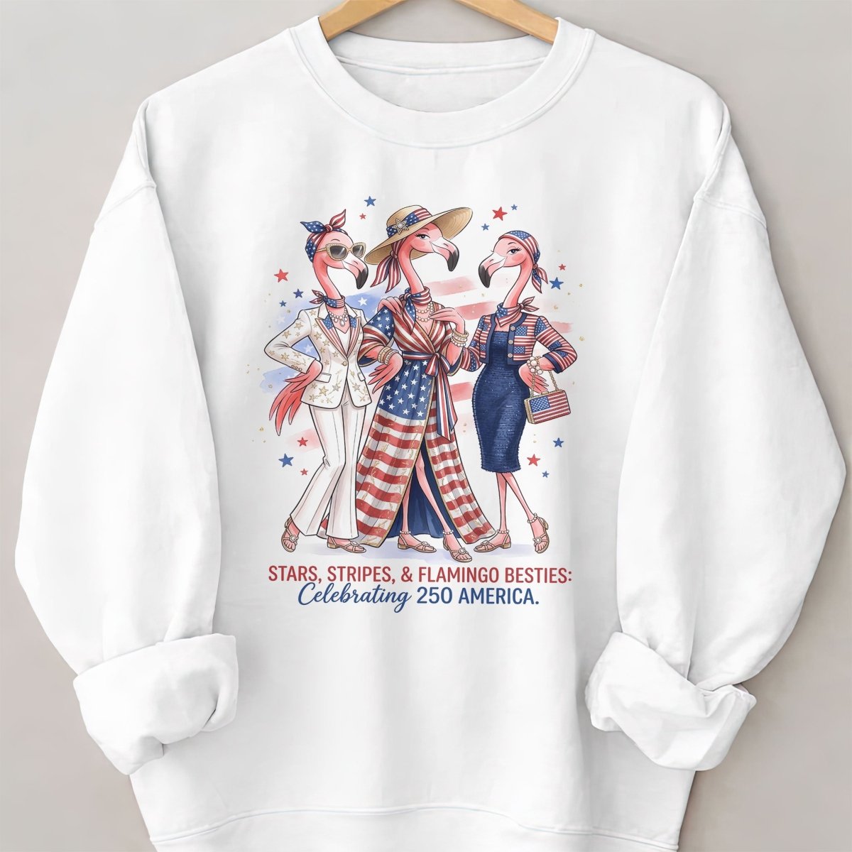 Stars, Stripes, & Flamingo Besties: Celebrating 250 America Shirt - FlamingoAholic