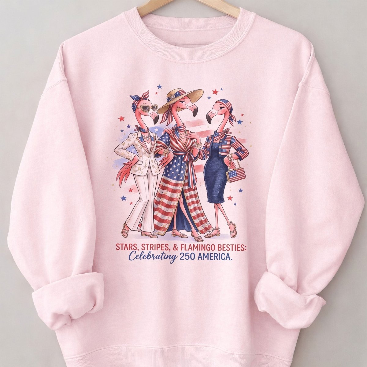 Stars, Stripes, & Flamingo Besties: Celebrating 250 America Shirt - FlamingoAholic