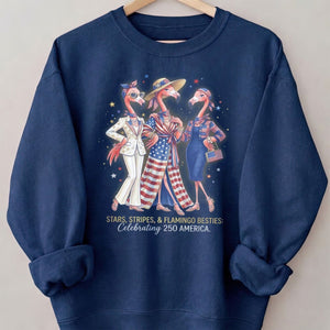 Stars, Stripes, & Flamingo Besties: Celebrating 250 America Shirt - FlamingoAholic