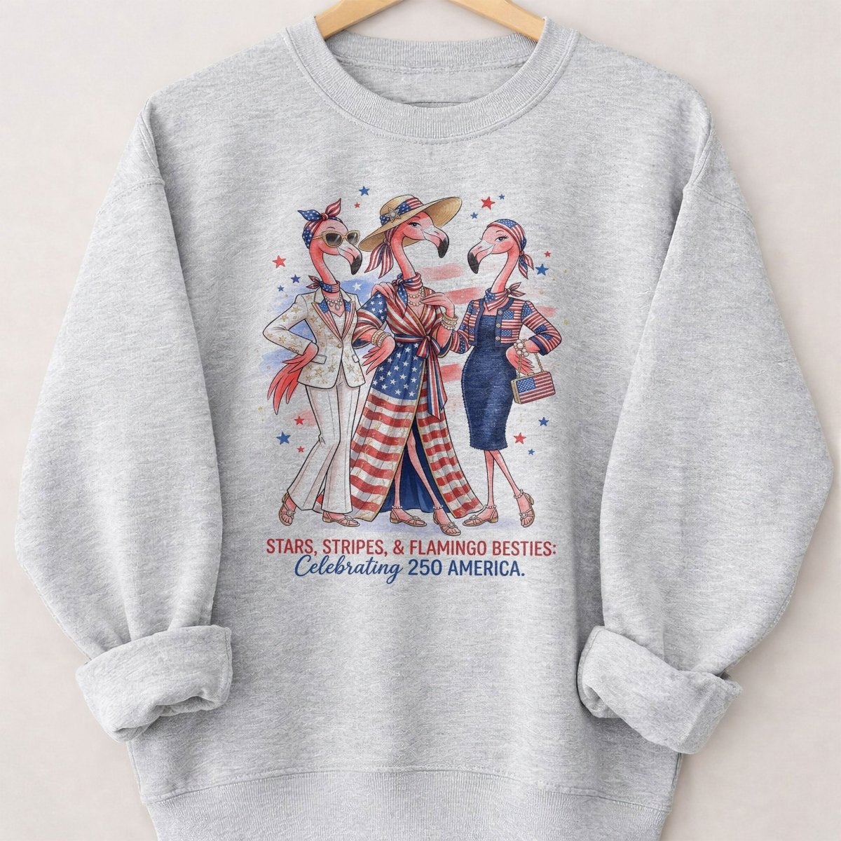Stars, Stripes, & Flamingo Besties: Celebrating 250 America Shirt - FlamingoAholic